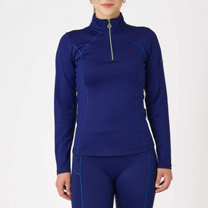 BIG TEN APPAREL Pull à col zippé à manches longues pour femme, bleu royal, en polyester, couche de base - Product Image 3