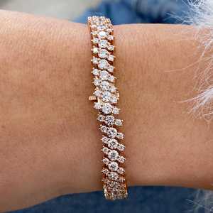 <b>Charming</b> 6.21 Ct VS1 IGI Certified Lab Grown Diamond Luxury Tennis <b>Bracelet</b> 14K <b>Rose</b> <b>Gold</b> Prong Set Bangle Engagement Jewellery - Product Image 4