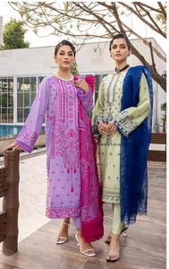 Robe de soirée ethnique indienne pour femmes, tenue de fête sur gazon salwar kameez 3 pièces avec col brodé - Product Image 4