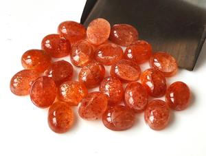 Piedra solar naranja natural cabujón ovalado suelto 3x5mm-10x14mm piedra preciosa trasera plana para la fabricación de joyas - Product Image 2