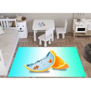 Tapis imprimé poisson orange - Cadeau pour demoiselle d'honneur, décoration intérieure, motif vibrant, tapis à poils doux - Product Image 4