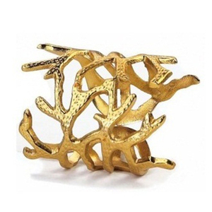 Hammered Decorative Design Hotel Wedding Supplies Wholesale Personalized Gold Napkin Rings - Product Image 2