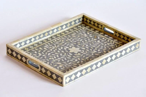 Bandeja de Servicio para Cocina con Incrustaciones de Hueso |   Duradero y Multiusos para Comedor, Hogar, Bodas y Decoración de Mesa - Apto para Microondas - Product Image 5