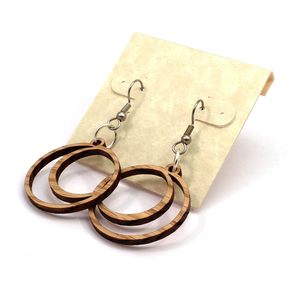 Boucles d'oreilles créoles croissant en bois de chêne durable-Petites (1.1 ") -Boucles d'oreilles pendantes à crochet en bois Larme en bois naturel - Product Image 6