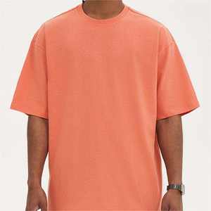 T-shirt coupe carrée en coton personnalisé OEM 100% de qualité supérieure 300gsm t-shirts tricotés surdimensionnés fabricant de t-shirts unis noir et blanc - Product Image 1