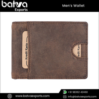 Dompet Kulit Asli Pria Vintage Hunter Tipis Pendek Perlindungan RFID Lapisan Katun Penutup Lipat Dua Logo Kustom