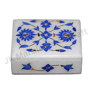 Caja de recuerdo con incrustaciones de mármol lujosa hecha a mano, diseño geométrico Vintage para joyería y regalos - Product Image 1