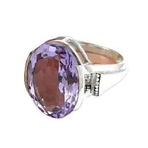 แหวนพลอยควอตซ์สโมคกี้ธรรมชาติทรงรีทำจากเงินแท้925ผู้หญิงเครื่องประดับโบฮีเมียนทำด้วยมือ - Product Image 2