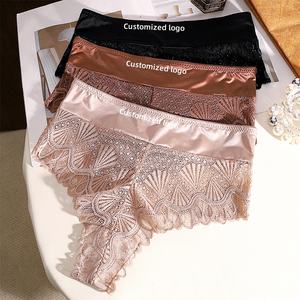 Culottes sexy personnalisées pour femmes européennes et américaines, en satin double couche avec dentelle, sans couture, design semi-couvrant les hanches - Product Image 2