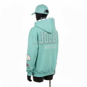 Sudadera con Capucha y Cremallera para Mujer, Felpa Suave, Color Menta, Bordado de Copo de Nieve y Oso Polar, Logotipo Personalizado, Cremallera Completa, Ropa de Invierno, Sudadera Básica con Cremallera - Product Image 5