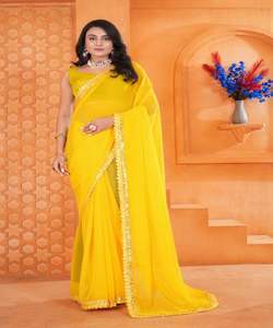 ผ้าส่าหรีลูกไม้ปักตามลำดับผ้าจอร์เจียสำหรับงานตัดเย็บเสื้อผ้าแบบลำลอง - Product Image 5