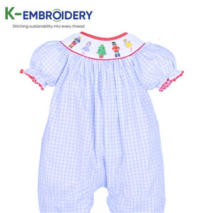 Alta calidad hermoso Cascanueces Smocked ropa para niños patrón sólido monos para verano - Product Image 1