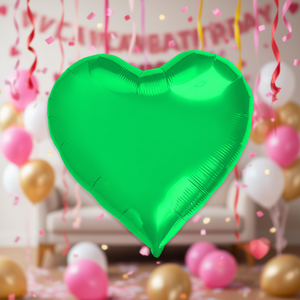 Globos de Corazón Metalizados Verdes para Fiesta, 18 Pulgadas, Bolsa de 12 Unidades - Product Image 3