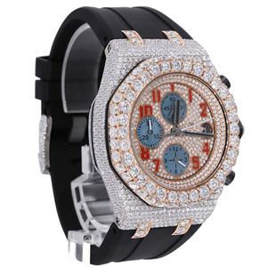 Reloj de Lujo con Esfera de Cristal y Movimiento de Cuarzo, Adornado con Moissanita de Dos Tonos - Product Image 2