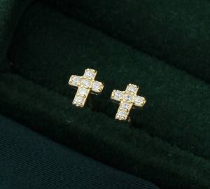 925 <b>Sterling</b> <b>Silver</b> Minimalist Tiny Little Cross <b>Studs</b> Earrings with CZ Crystals Cute Diamond Jewelry Christmas Gifts For Women - Product Image 3