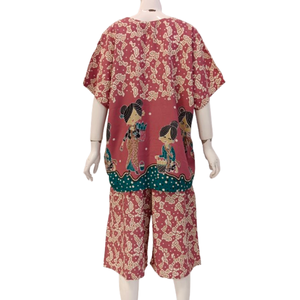 Pantalon à manches courtes et au genou en rayonne florale pour femme pour l'activité quotidienne - Product Image 4