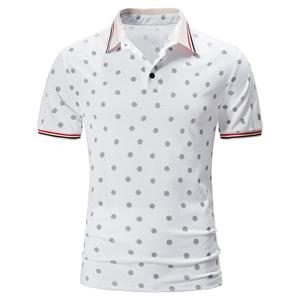 Popular 100% Cotton O-Neck Polo Shirt Short Sleeve Golf Tshirt in Formal Style <b>Knitted</b> Terry Fabric With Print <b>Pattern</b> - Product Image 5