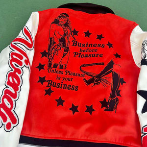 Veste de baseball à blocs de couleur de haute qualité en gros avec logo personnalisé pour l'hiver, manches en cuir pour hommes, veste bomber, vestes universitaires - Product Image 6