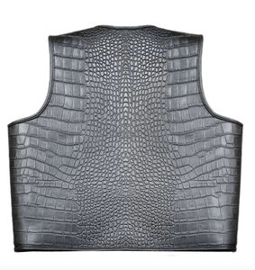 Chaleco Vaquero de Lona Negra con Diseño de Logotipo Personalizado, Cierre Frontal con Botones Cubiertos, Ropa Exterior de Otoño - Product Image 2
