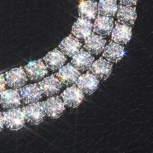Luxe Ijskoud Onze Fijne Sieraden 2Mm 3Mm 4Mm 5Mm Lab Diamant S925 Zilver Vvvs Moissanite Tennisketting Op Voorraad - Product Image 1