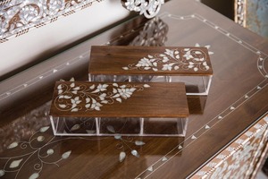 Juego de caja acrílica de estilo árabe opulento con incrustaciones de nácar y tapa de madera hecha a mano para regalos de Eid y Ramadán DE LA India - Product Image 3