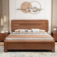 Lit en bois de noyer de taille double king size, fabriqué en Chine, pour chambre à coucher, avec cadre en bois de taille queen size