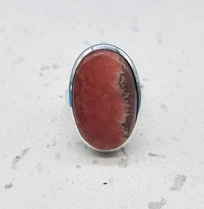 แหวนพลอยโรโดโคไซต์ทำมือแหวนเงินสเตอร์ลิงแท้925ทำด้วยมือพร้อมเครื่องประดับเพชรมุกปรับขนาดได้ - Product Image 2