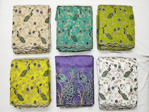 Tela de vestido con diseño de George indio para mujer VIP con cuentas pesadas, Material de seda hecho a mano dorado, envoltorios de pavo real, ropa, pedido a granel - Product Image 6