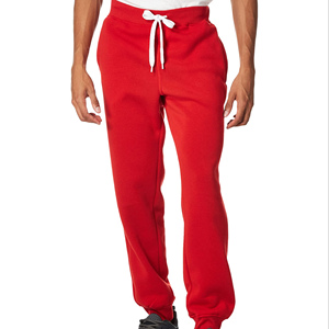 Pantalones de chándal de gimnasio de color rojo personalizados para hombres Nuevo logotipo Pista deportiva Joggers Pantalones casuales de algodón de talla grande - Product Image 1