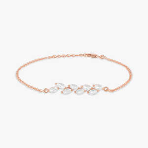 Nouveauté Bracelet tennis à chaîne fine en argent sterling 925 topaze blanche naturelle de haute qualité Moissanite Marquise feuille pierre précieuse - Product Image 4