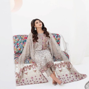 Ramsha-Traje Punjabi de tres piezas para mujer, vestido largo maxi de gasa bordada pesada, vestidos Eid paquistaníes, Salwar Kameez - Product Image 1