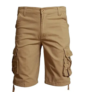 Custom Men's Summer Cargo Shorts Polyester/Cotton Canvas <b>Knee</b>-Length High-Waisted Drawstring Closure Quick-Dry Eco-Friendly - Product Image 1
