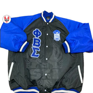 Phi Beta Sigma seda satén mangas Custom Letterman Bomber chaqueta con forro de tela suave cálido acolchado forro chaqueta de los hombres - Product Image 4