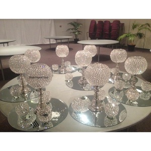 Bougeoirs en argent perlé en cristal de luxe, centres de table étincelants pour les décorations de table de mariage et d'événement, nouvel arrivage - Product Image 5