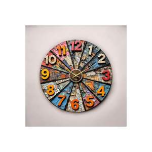 Reloj de pared de mesa silencioso de madera de 50cm con estampado colorido Idea de regalo perfecta - Product Image 6