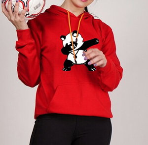 Sudadera con capucha de moda para mujer 2026 con estampado de panda rojo, estilo urbano, oversize, con diseño de panda haciendo dab, de forro polar casual de manga larga - Product Image 4
