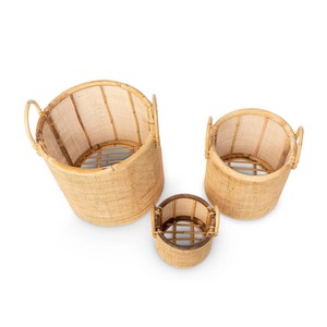 Ensemble de 3 paniers décoratifs en rotin bohème, paniers de rangement faits à la main, rotin naturel, multifonctionnels, modernes, fabriqués au Vietnam - Product Image 2