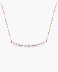 Collar con Barra Curva de Diamantes Flotantes, 0.59 Ct, Diamante Natural Color G-H, Claridad VS, Oro Sólido de 14K, Estilo de Alta Calidad - Product Image 2