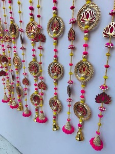 Lotus Wall Hanging Pompom String Toran Wedding Decoration Holi Eid Ramadan Home Decor Haldi Mehndi Backdrop Housewarming Gift - Product Image 5