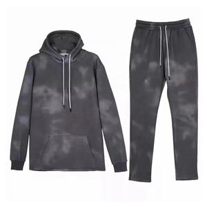 Logo personnalisé de haute qualité hommes survêtements gris foncé lavé à l'acide sweat à capuche unisexe jogging costume décontracté mode hommes survêtements - Product Image 2