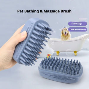 แปรงอาบน้ำและทำความสะอาดสัตว์เลี้ยงทำจากซิลิโคนเพื่อการอาบน้ำและการนวดที่มีประสิทธิภาพ - Product Image 4