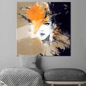 Toile d'art moderne : Impression murale élégante de portrait de jeune fille, encadrée style galerie - Product Image 1