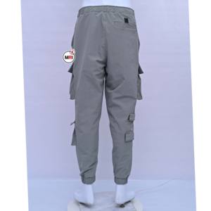 Pantalons pour hommes en polyester personnalisé French Terry pantalon cargo droit uni à six poches pour hommes avec cordon de serrage à la taille pantalons décontractés pour hommes - Product Image 4