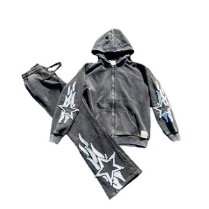 2025 nouveauté hiver surdimensionné Vintage survêtement hommes en détresse broderie survêtement pour vente en ligne - Product Image 2