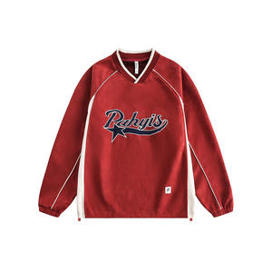 Fabricante personalizado Retro Carta Sudadera con capucha de gran tamaño Patchwork 100% algodón Cardigan <span class=keywords><strong>Cardie</strong></span> Uniforme de béisbol para hombres y mujeres - Product Image 3