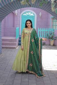 Robe Anarkali en coton pakistanais, Salwar Kameez, robe de soirée, costumes Anarkali, robes Salwar Kameez pour femmes, robes indiennes - Product Image 5