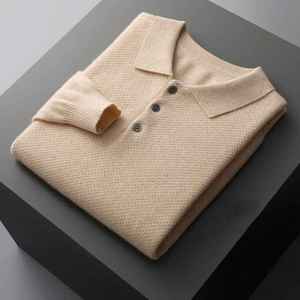 Camiseta Polo personalizada para hombre, prendas de punto de Cachemira, camiseta elegante de manga larga de punto de lana para Otoño e Invierno - Product Image 2