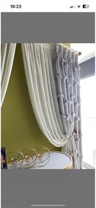 Cortinas Modernas Beige con Ojales y Cordones, Juego de 2 Paneles, Cortinas Opacas Translúcidas Tejidas para Sala de Estar - Product Image 2