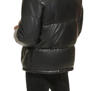 Fashion Winter Leather Puffer <b>Jacket</b> <b>Men</b> Oversized Style Stand Collar Warm Casual Streetwear Trend 2025 Hooded <b>Letter</b> Pattern - Product Image 4