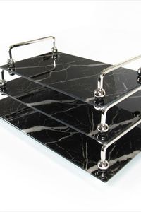 Mesa auxiliar de Metal dorado, mármol con marco de Metal, tapa de latón decorativa de lujo personalizada, bandeja de botes de borde, cerraduras de lujo creativas - Product Image 2